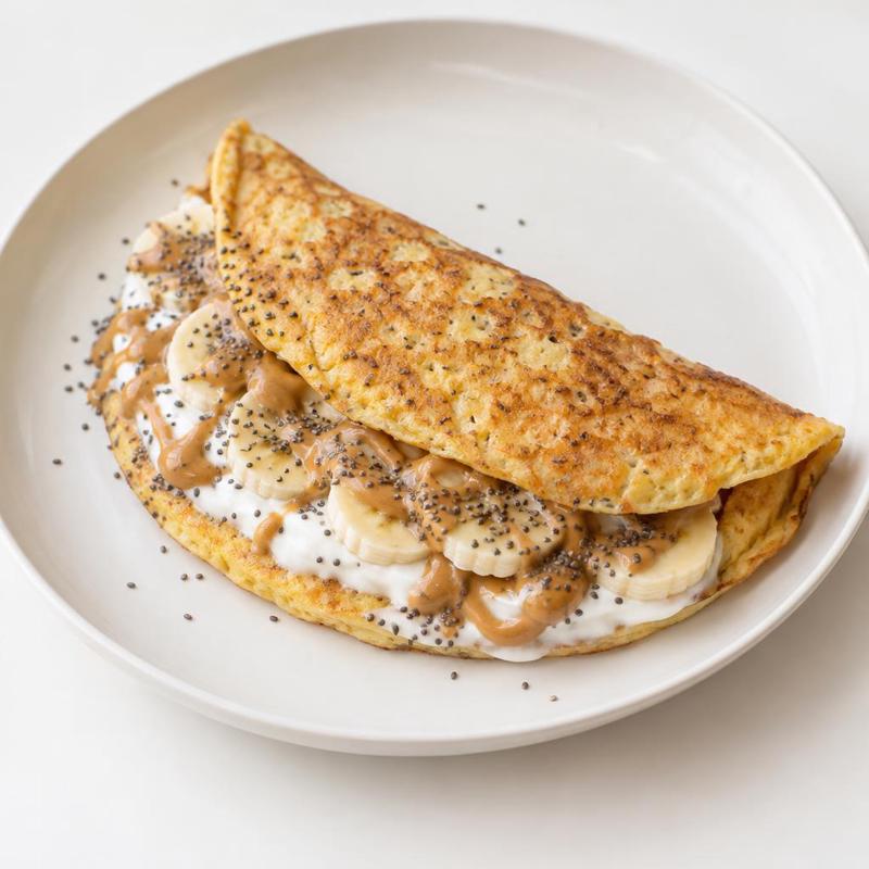 Omlet z bananem pod kremem z masła orzechowego