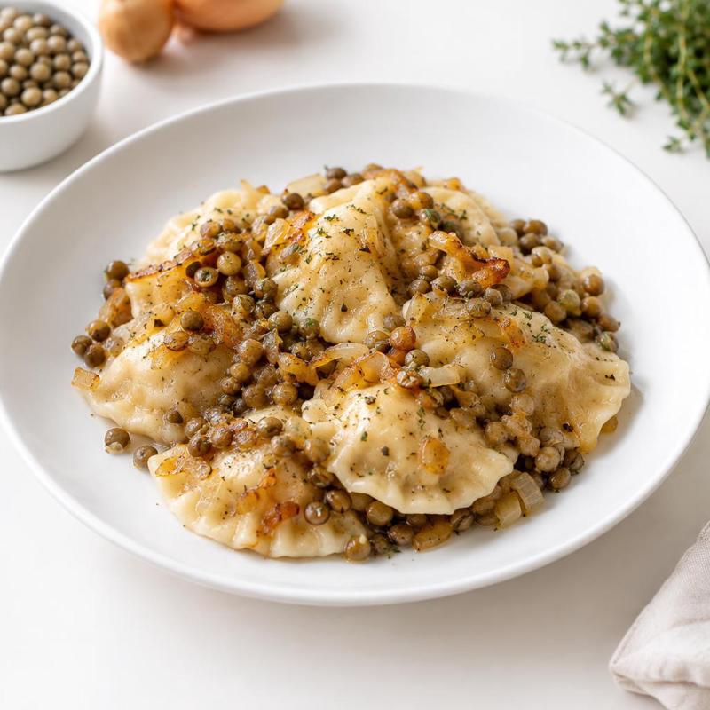 Pierogi z soczewicą i maślaną cebulką