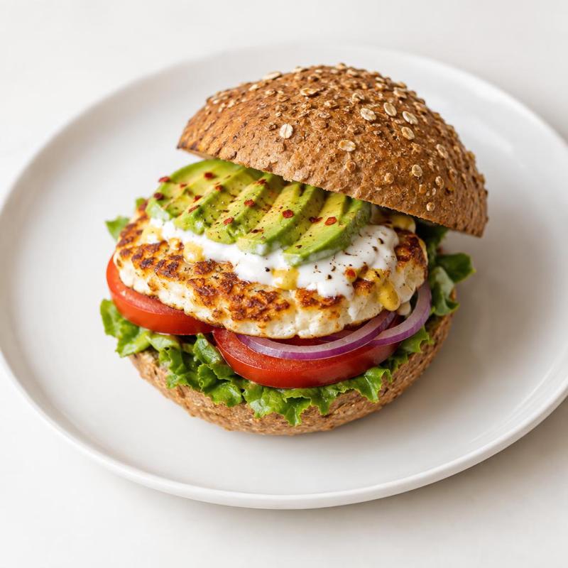 Burger w grahamce z podsmażonym halloumi