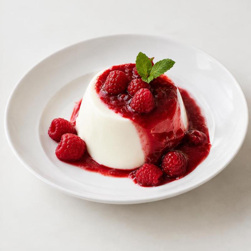 Malinowy deser panna cotta na jogurcie greckim