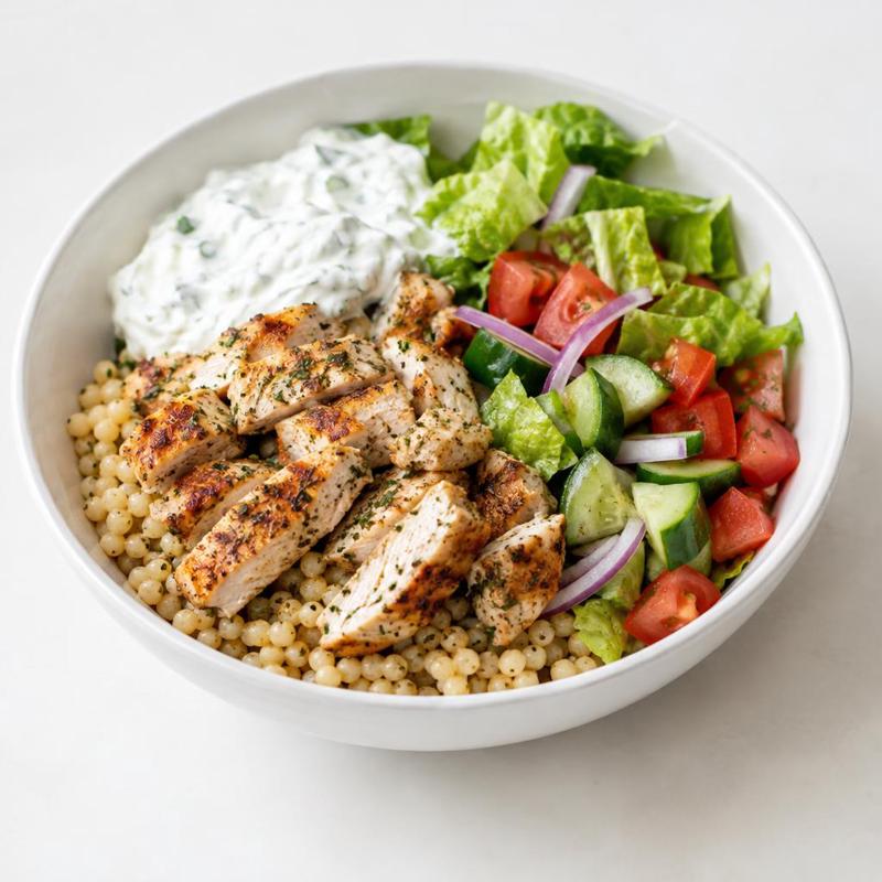 Bowl gyros z kuskusem perłowym i tzatziki