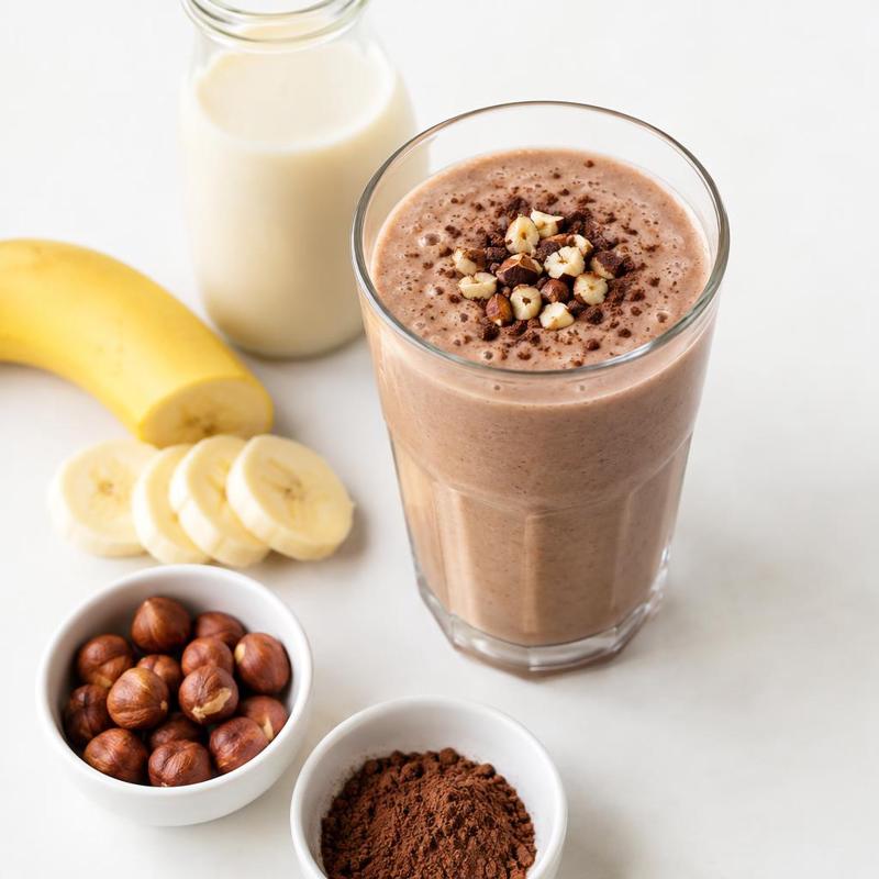 Czekoladowy shake z bananem i orzechami laskowymi