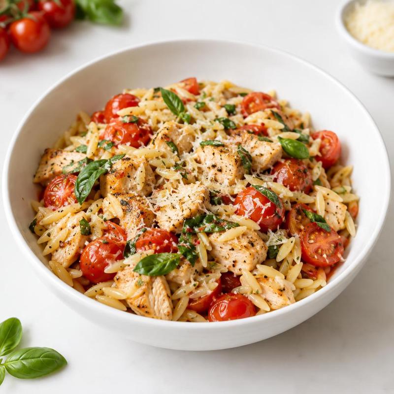Orzo z kurczakiem, chili i parmezanem