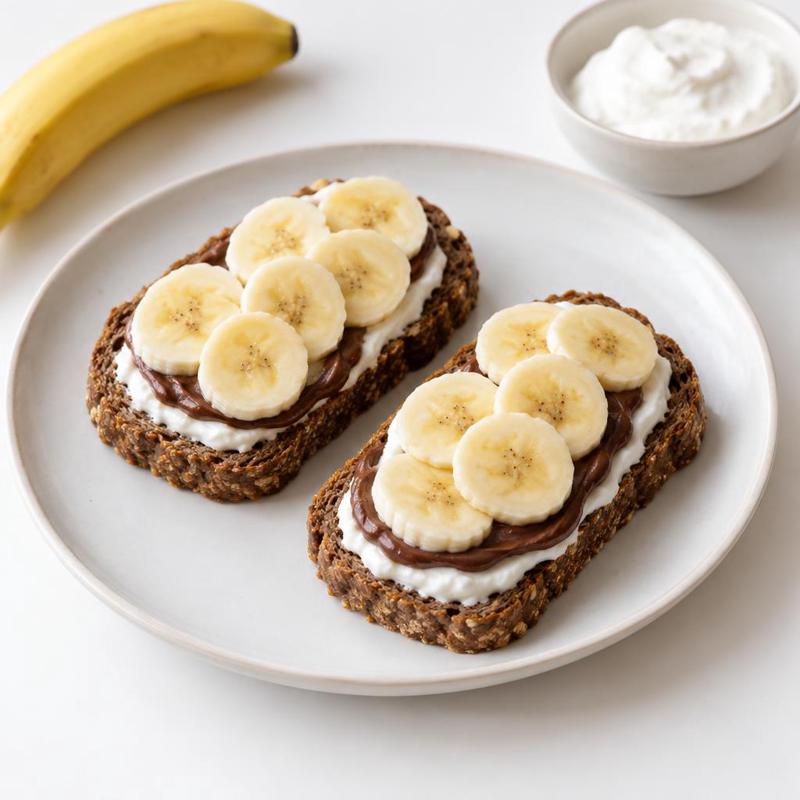 Żytnie kanapki z bananem i czekoladową pastą skyrową