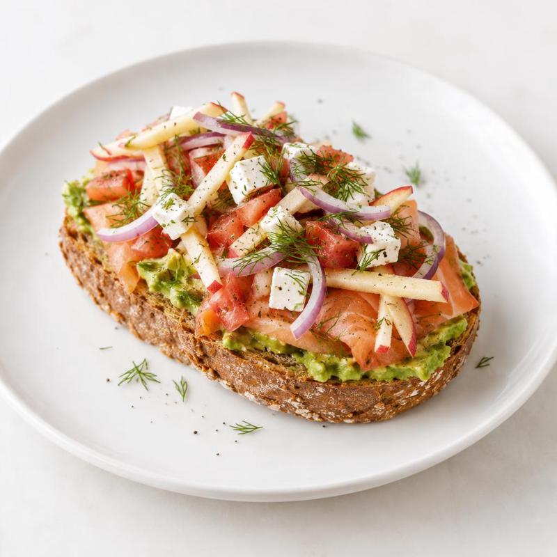 Grahamki z łososiem, guacamole i jabłkiem