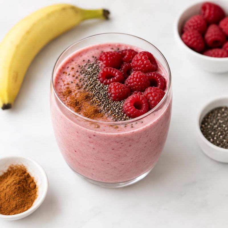 Smoothie bananowo-malinowe z chia i cynamonem