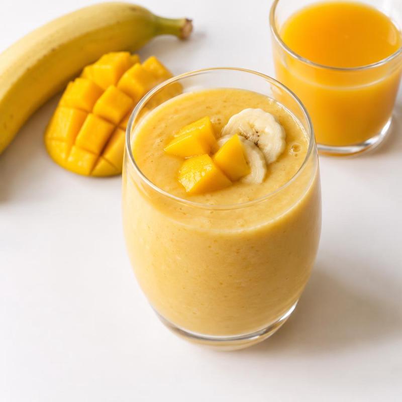 Mrożony koktajl bananowo-mangowy z sokiem pomarańczowym