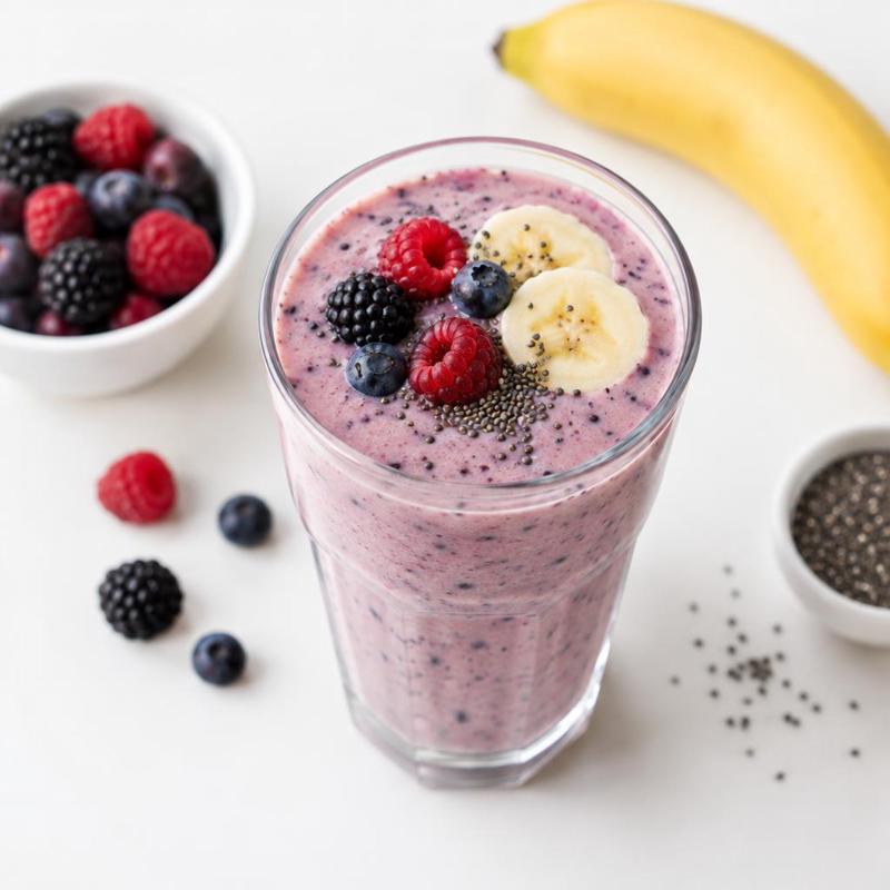 Koktajl z owoców leśnych i chia z bananem