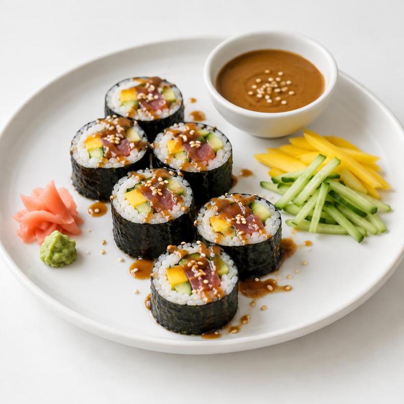 Futomaki z tuńczykiem w orzechowym sosie teriyaki