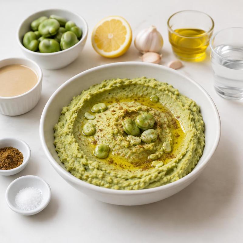 Hummus bobowy z czosnkiem i cytryną