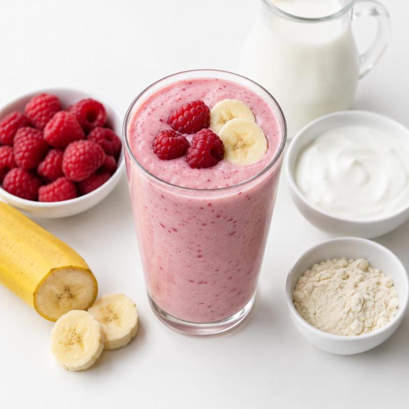 Koktajl malinowy z bananem i jogurtem