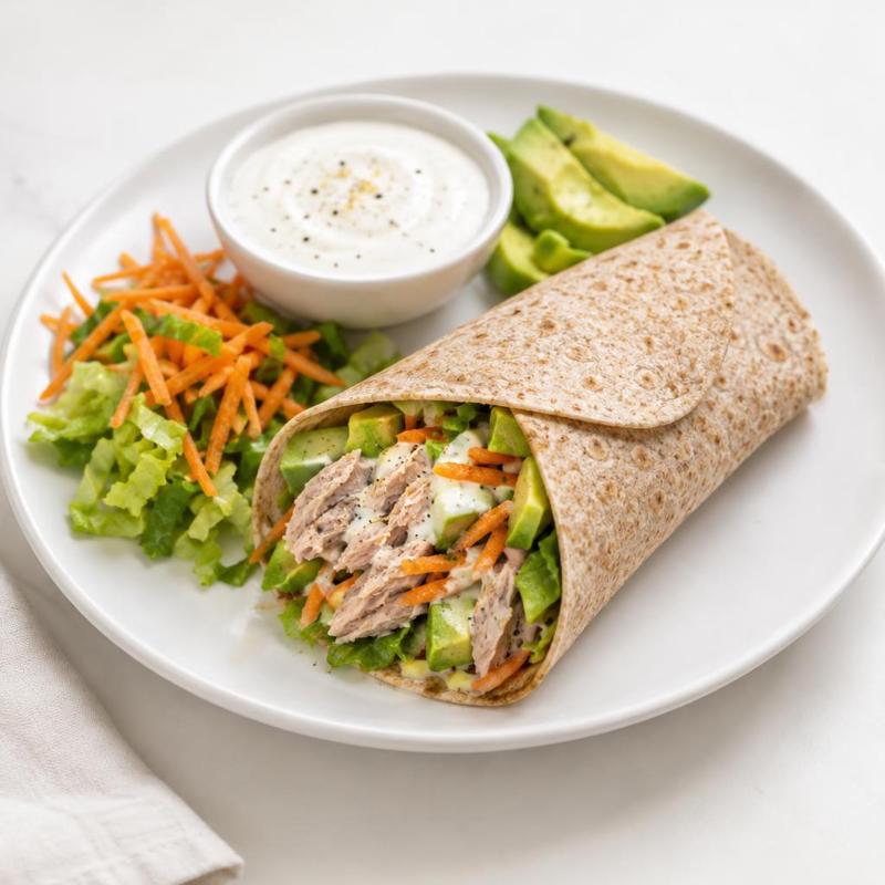 Tortilla z tuńczykiem i sosem jogurtowo-cytrynowym