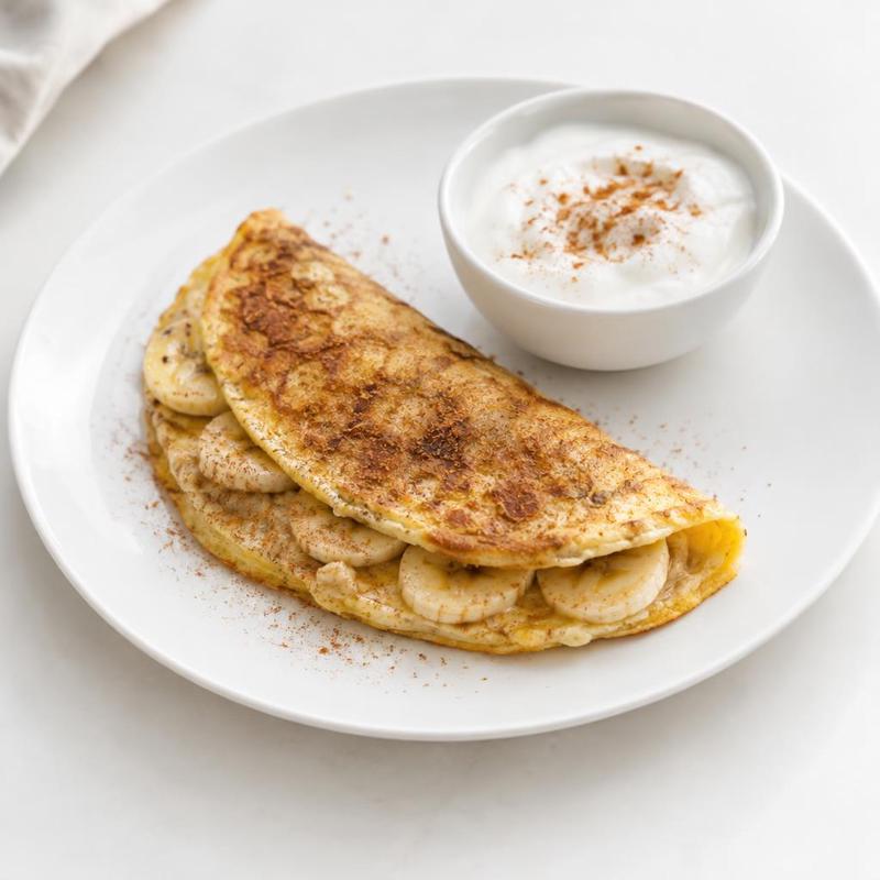 Smażony na maśle omlet z bananem