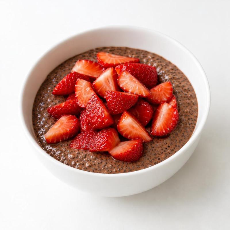 Pudding z truskawkami, kakao i nasionami chia