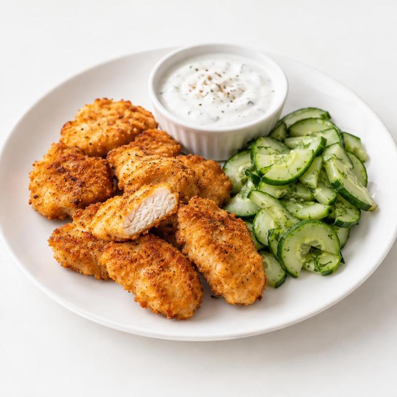 Pieczone nuggetsy z dipem jogurtowo-czosnkowym