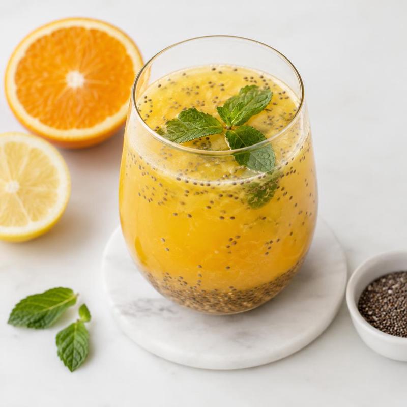 Napój pomarańczowo-cytrynowy z chia i miętą