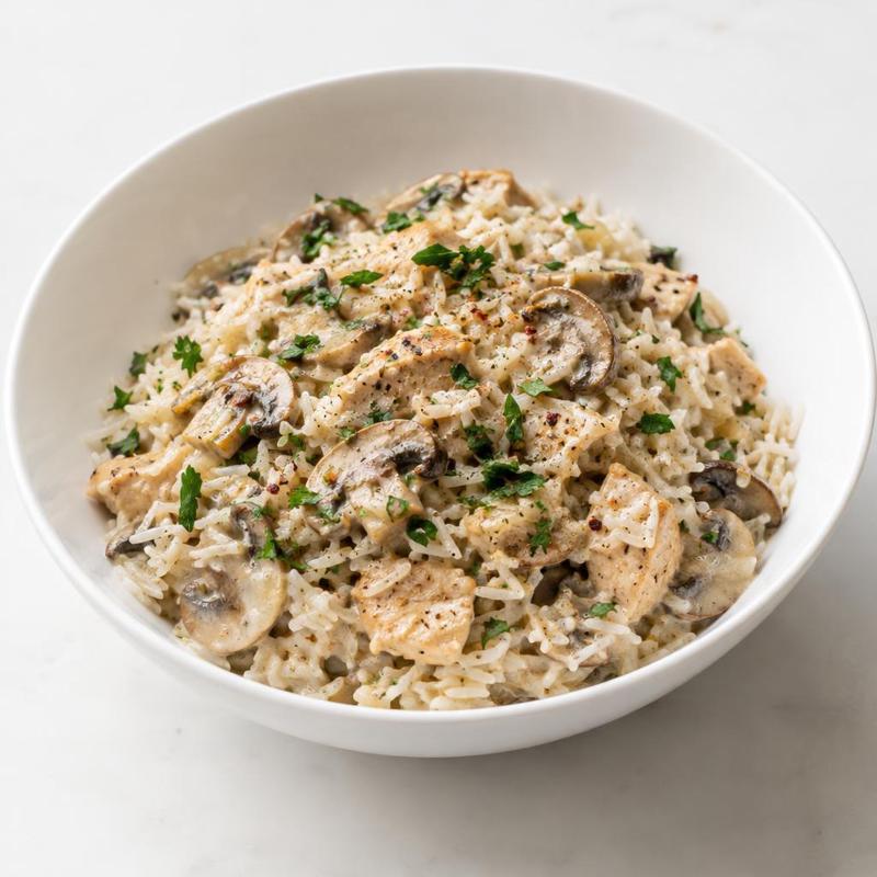 Risotto basmati z indykiem w sosie jogurtowo-grzybowym