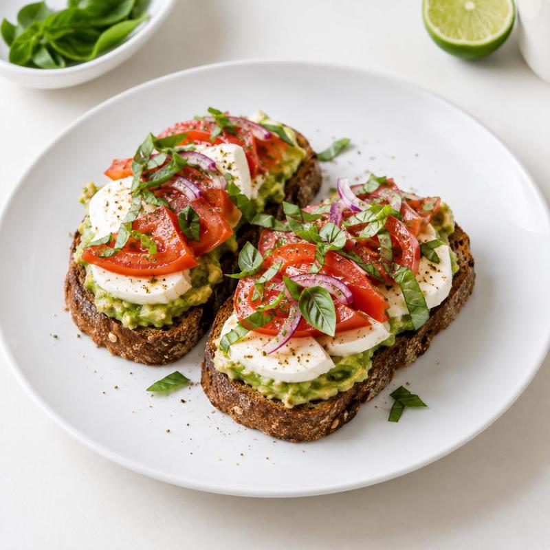 Kanapki z guacamole i mozzarellą na żytnich grzankach