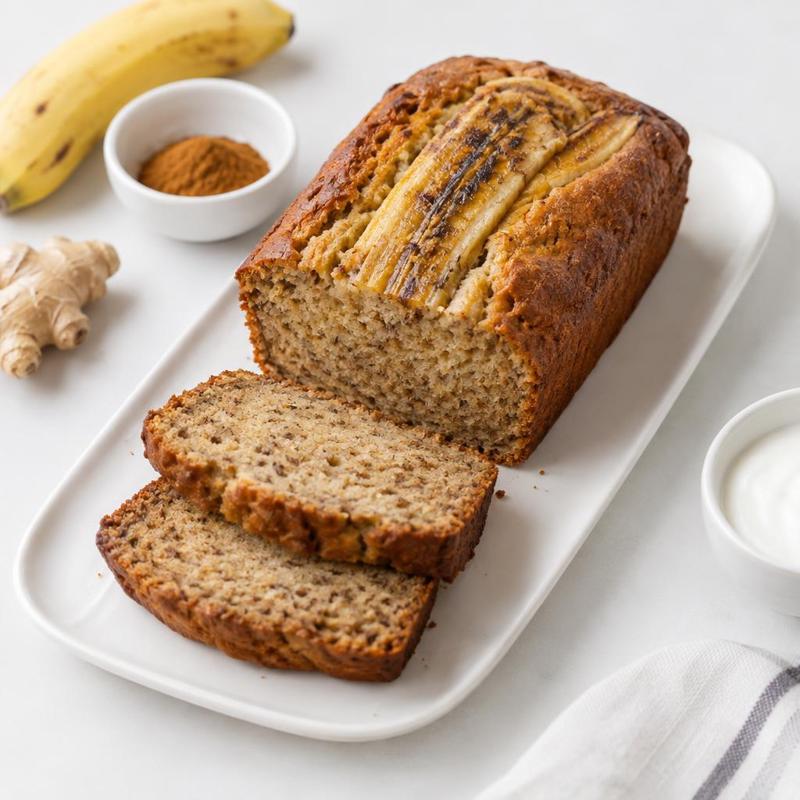 Chlebek bananowy z jogurtem, cynamonem i imbirem