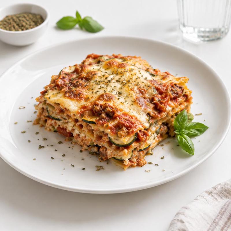 Lasagne z indykiem i cukinią w lekkim sosie mlecznym