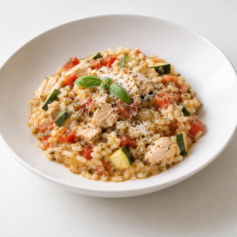 Risotto z indykiem, pomidorem i cukinią