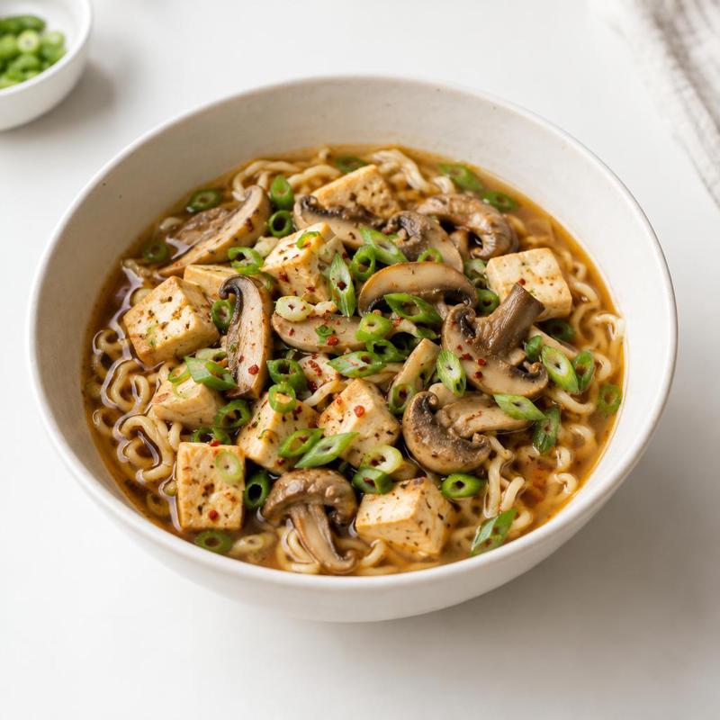 Ramen z podsmażanym tofu i grzybami