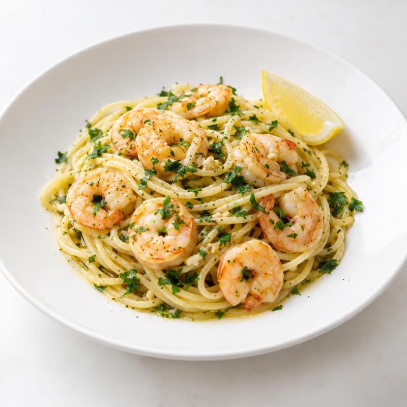 Spaghetti z krewetkami w sosie czosnkowo-cytrynowym