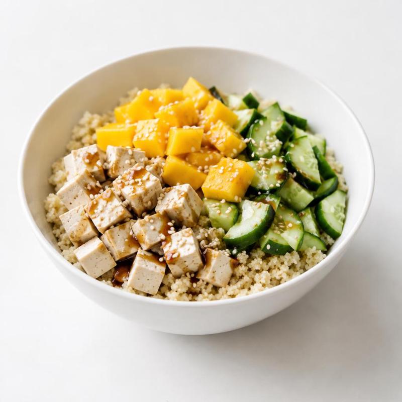Bowl z tofu, mango i sosem sojowo-limonkowym