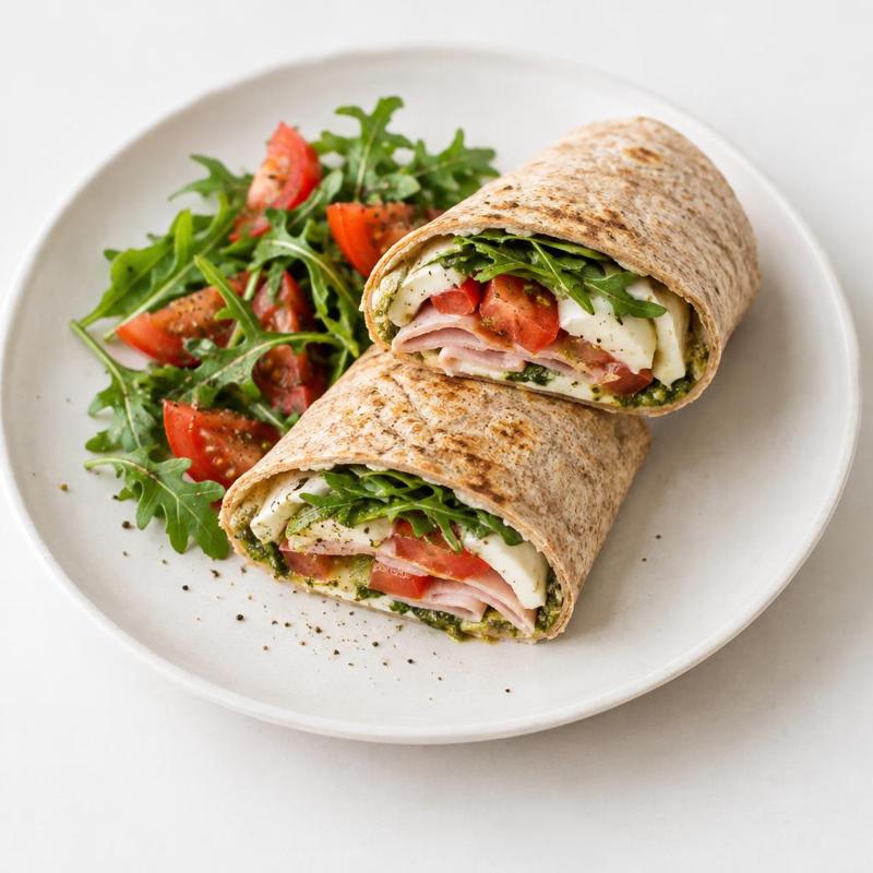 Pełnoziarnista tortilla ze szynką indyczą i rukolą