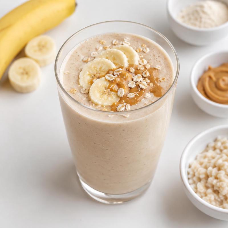 Koktajl bananowy z masłem orzechowym i kleikiem