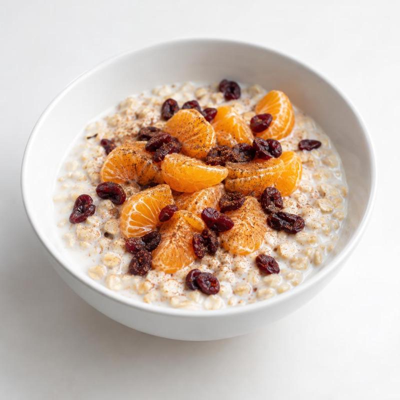 Owsianka proteinowa z mandarynką i żurawiną