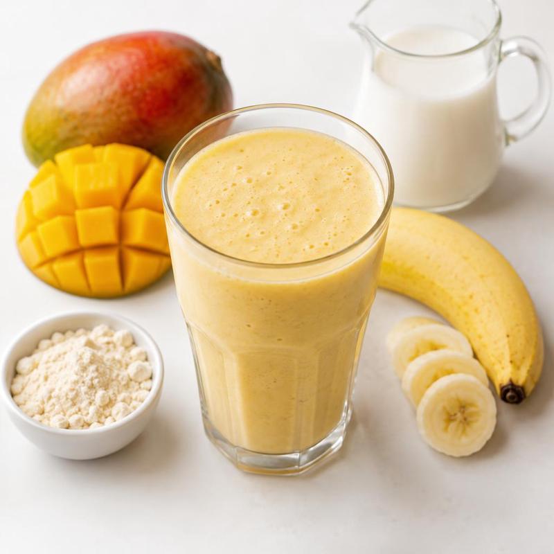 Koktajl mango z bananem i waniliowym białkiem