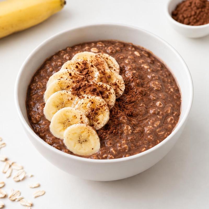 Nocna owsianka kakaowa z bananem