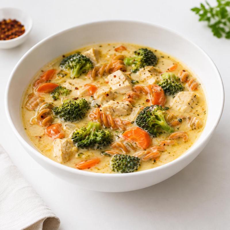 Jogurtowa zupa z kurczaka doprawiona chili