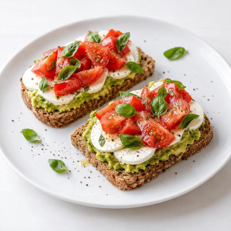 Kanapki graham z pastą z awokado i mozzarellą
