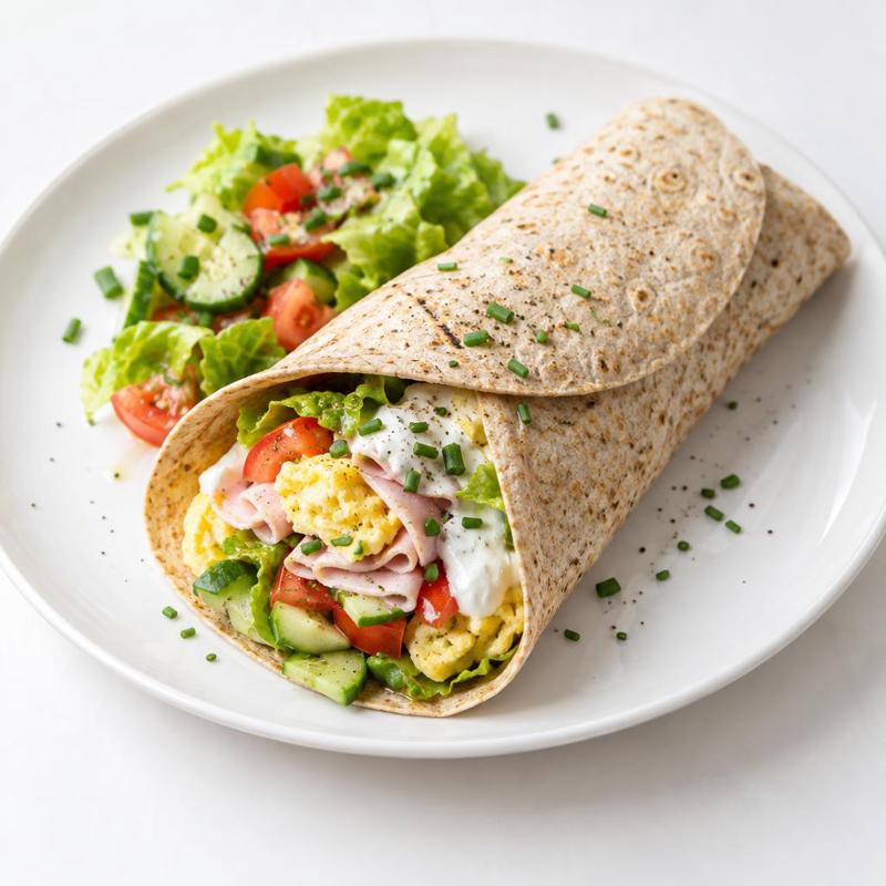 Tortilla z omletem i szynką