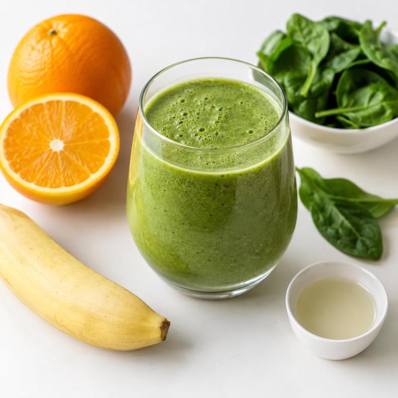 Smoothie pomarańczowe ze szpinakiem i bananem
