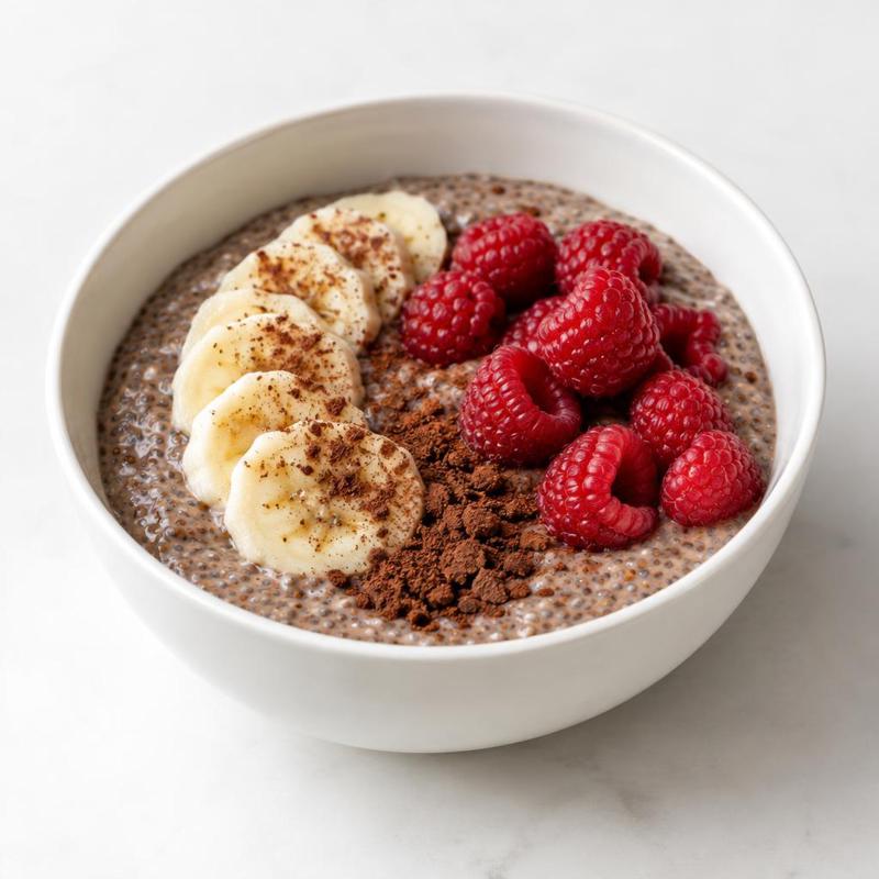 Pudding bananowo-malinowy na mleku z dodatkiem chia i kakao