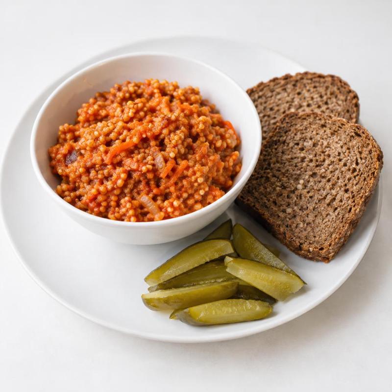 Paprykarz marchewkowo-pomidorowy z kaszą jaglaną do chleba