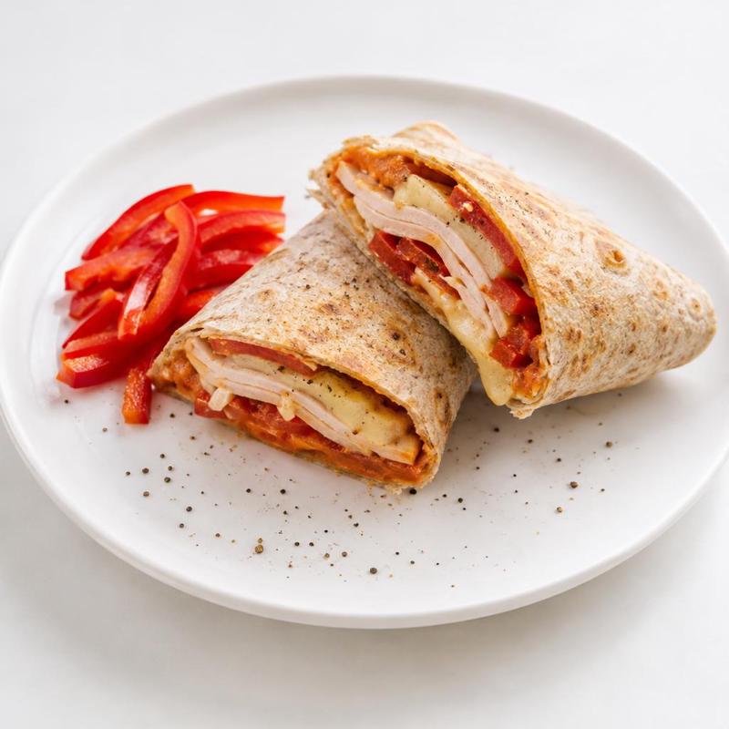 Tortilla z goudą, papryką oraz szynką z kurczaka
