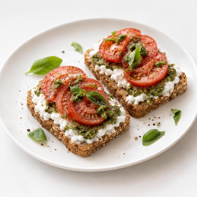 Kanapki pomidorowe na grahamie z pesto bazyliowym