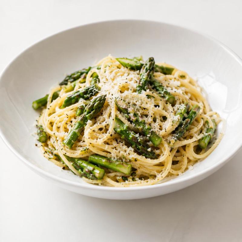 Spaghetti ze szparagami w cytrynowym sosie parmezanowym