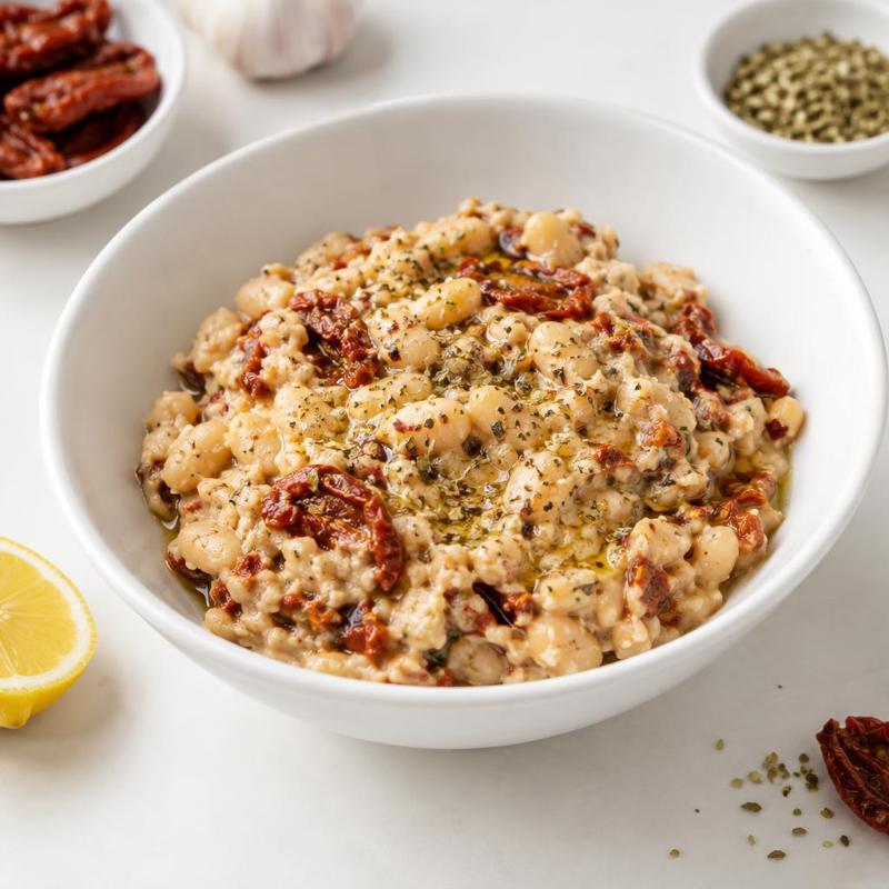 Fasolowa pasta kanapkowa z pomidorami z oleju