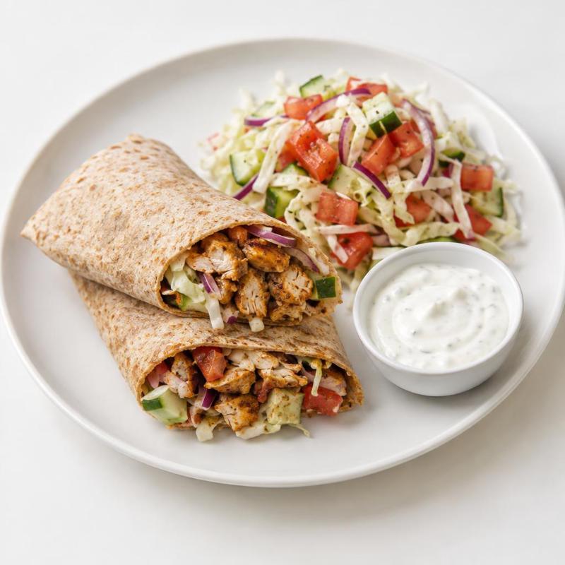Kebab z indyka z kapustą i sosem czosnkowym