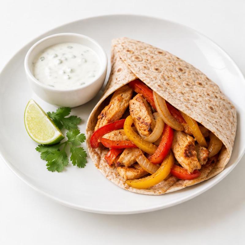 Fajita z kurczakiem i papryką w sosie jogurtowo-limonkowym