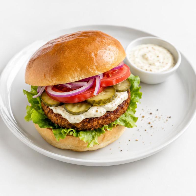 Burger ze sznyclem i sosem jogurtowo-musztardowym
