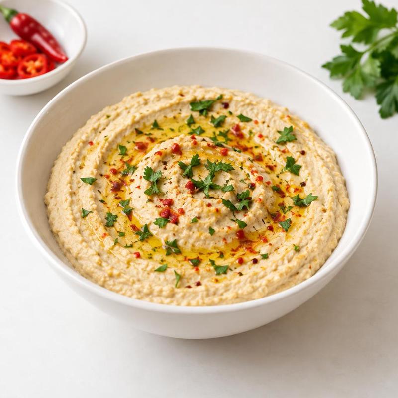 Pikantny hummus z natką pietruszki