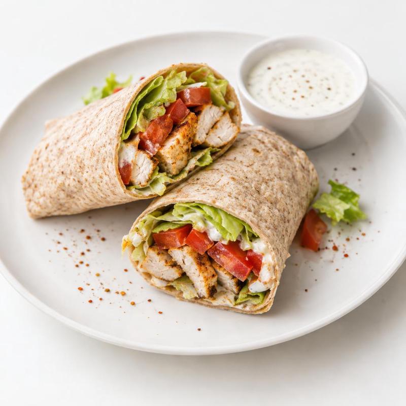 Tortilla z kurczakiem i sosem czosnkowym