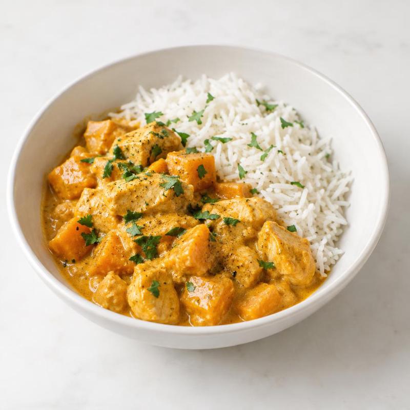 Ryż basmati z kurczakiem i dynią w sosie curry