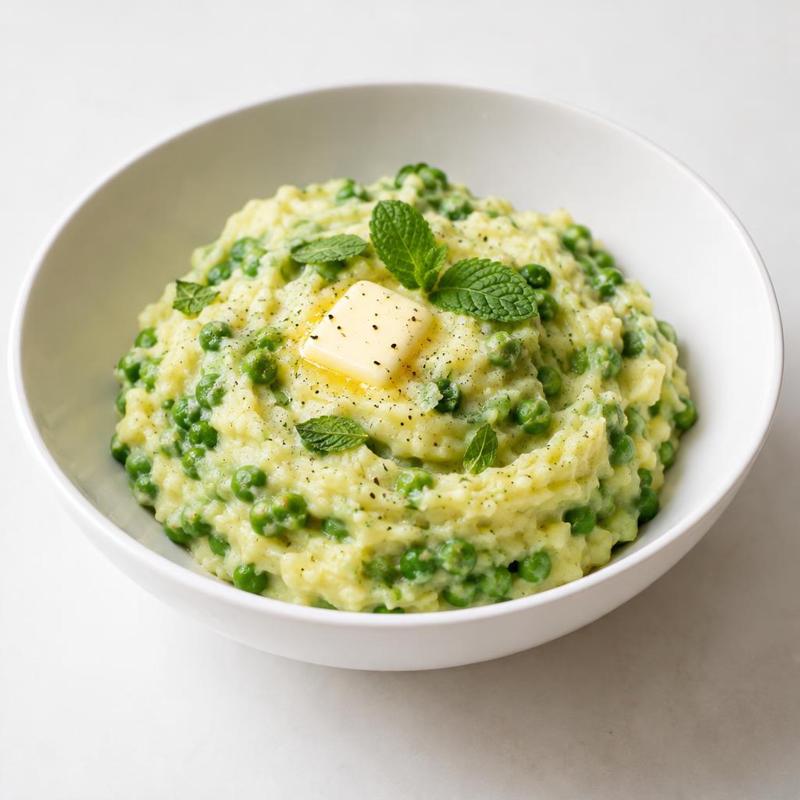 Puree ziemniaczano-groszkowe z miętą i masłem